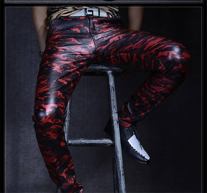 Мужские камуфляжные брюки мужские кожаные тонкие персонализированная Мужская