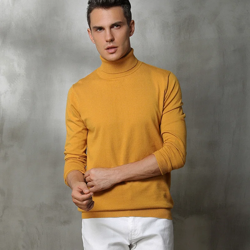 

Autumn and winter new high-neck cashmere sweater men's loose pullover large size sweater business casual solid color sweater