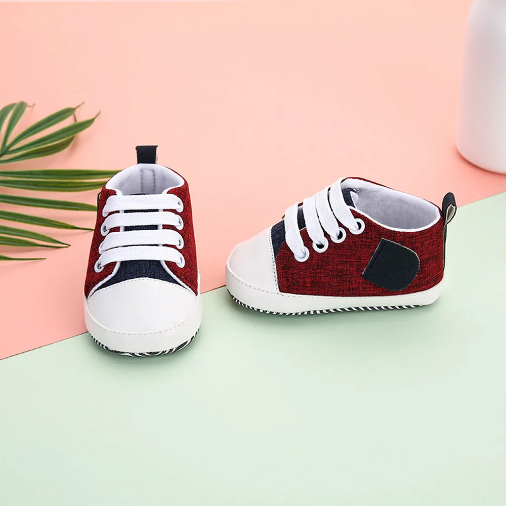 

First Walkers Shoes For Newborn Baby Girls Boy Splicing Bandage Soft Sole Casual Shoes Single Shoes Sneakers *624