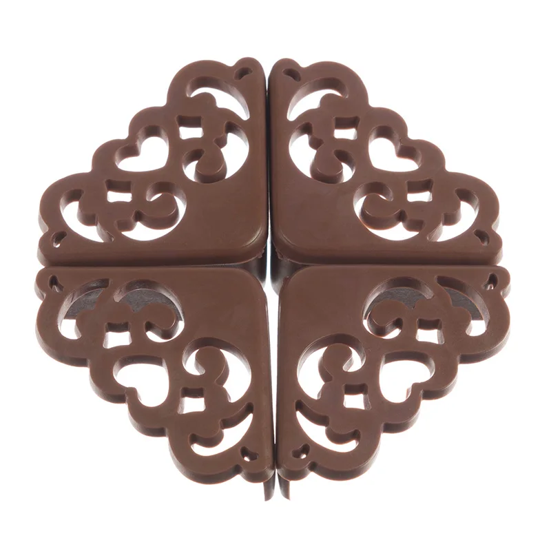 Protector de esquinas de seguridad para beb&eacute;s y ni&ntilde;os, Protector de bordes de seguridad suave con patr&oacute;n de flores huecas, para mesa y escritorio, 4 unids/lote-4