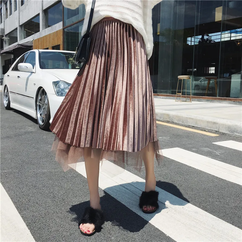 

Large size 2019 New large size skirt fat mm200 kg velvet on both sides wear irregular trembling sound same skirt