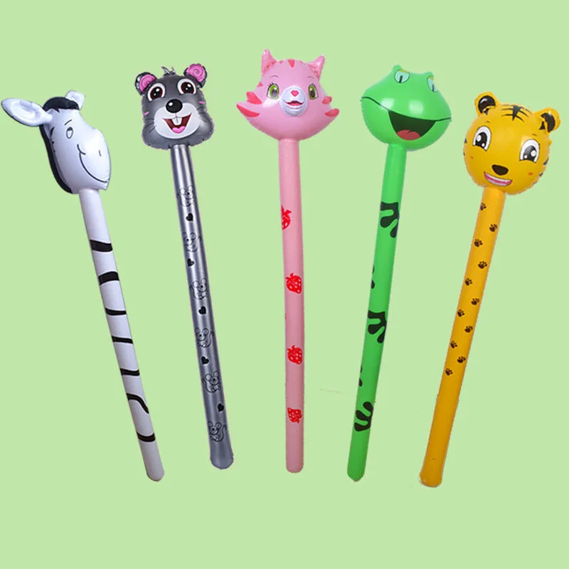 

Free Shipping 1PCS Cartoon inflatable toy animal head long inflatable stick kindergarten gift prize baby children's toy