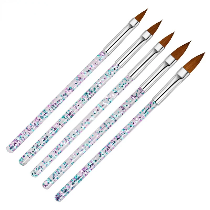 

5Pcs Nail Crystal Brushes Carved 9/11/15/17/19mm UV Gel Polish Painting Carving Nail Extension Gel Brush Tool Set Manicure Kit