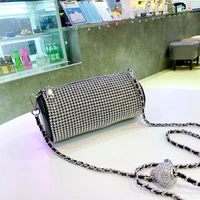 rhinestone barrel shaped evening bag new luxury round little crystal clutch purses for women designer handbags high quality