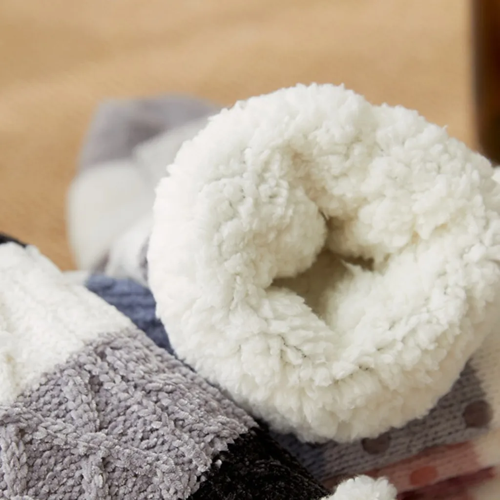 Утолщенные теплые носки для сна тапочки утолщенные женские с принтом в полоску