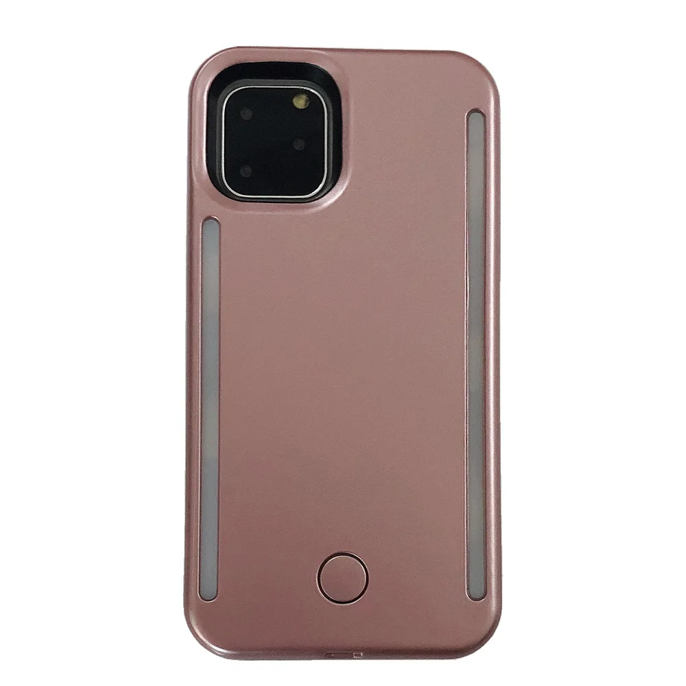 Светодиодный роскошный светящийся чехол для телефона для iPhone 6, 6s, 7, 8 Plus, X, идеальный селфи светильник, светящийся чехол для samsung S8, S9 plus, чехол - Цвет: Rose Gold