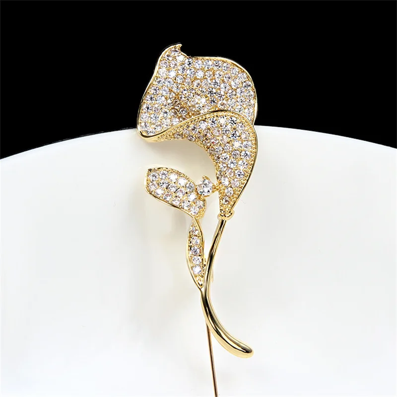High-end Rhinestone Brooch Tulip Flower Ladies Corsage Clothing Accessories Wholesale |