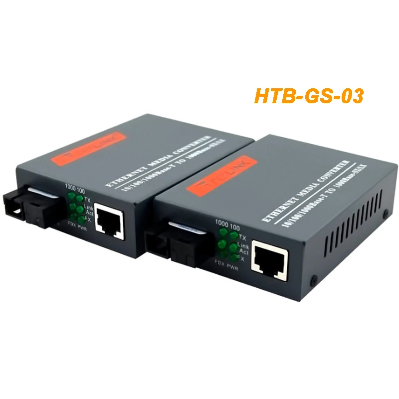

Gigabit Fiber Optical Media Converter HTB-GS-03 A/B 1000Mbps Single Mode Single Fiber SC Port 20KM External Power Supply