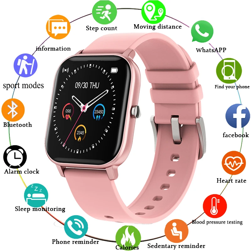 LIGE IP68 Waterproof Smart Watch Women Lovely Bracelet Heart Rate Monitor Sleep Monitoring Smartwatch Connect IOS Android+BOX