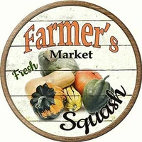 farmers market fresh squash theme fruits vegetables vintage retro round metal tin sign 30cm diameter