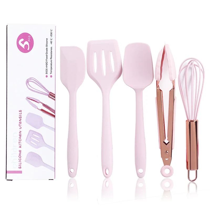 

5-Piece Cookware Cooking Spoon Kitchen Supplies Strong Antibacterial Non-Stick Pan Silicone Kitchenware Set Spatula Baking Tool