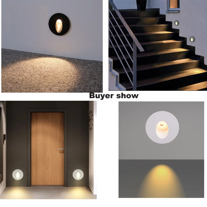 

Recessed Led Stair Light Round Square 1w/3w Wall Corner lamp In Step Lamp for Concrete Stairway Night Lights AC85-265V