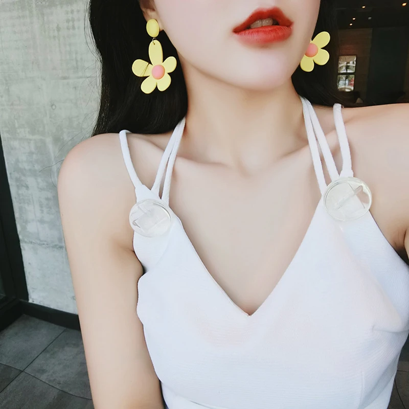 Женские акриловые серьги-гвоздики Цветные Цветочные серьги милые