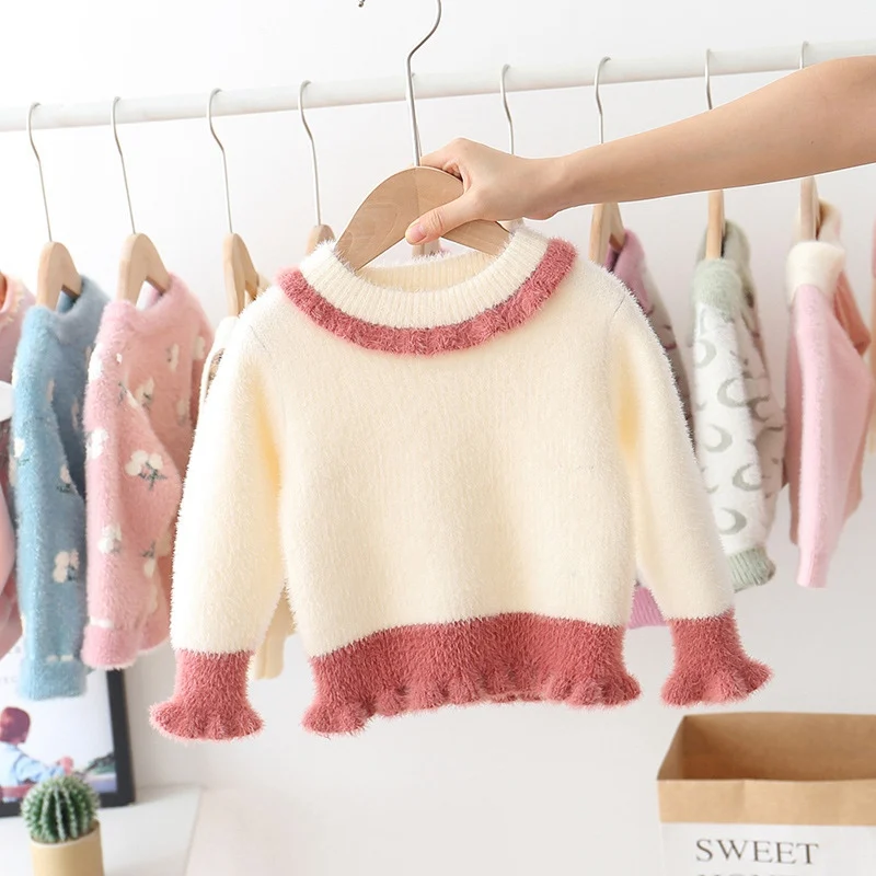 2019 Autumn Winter Sweater For Girls Baby Kids Children Ruffles Princess Knitwear Knit Pullover Sweaters Tops Outwear S10118 |