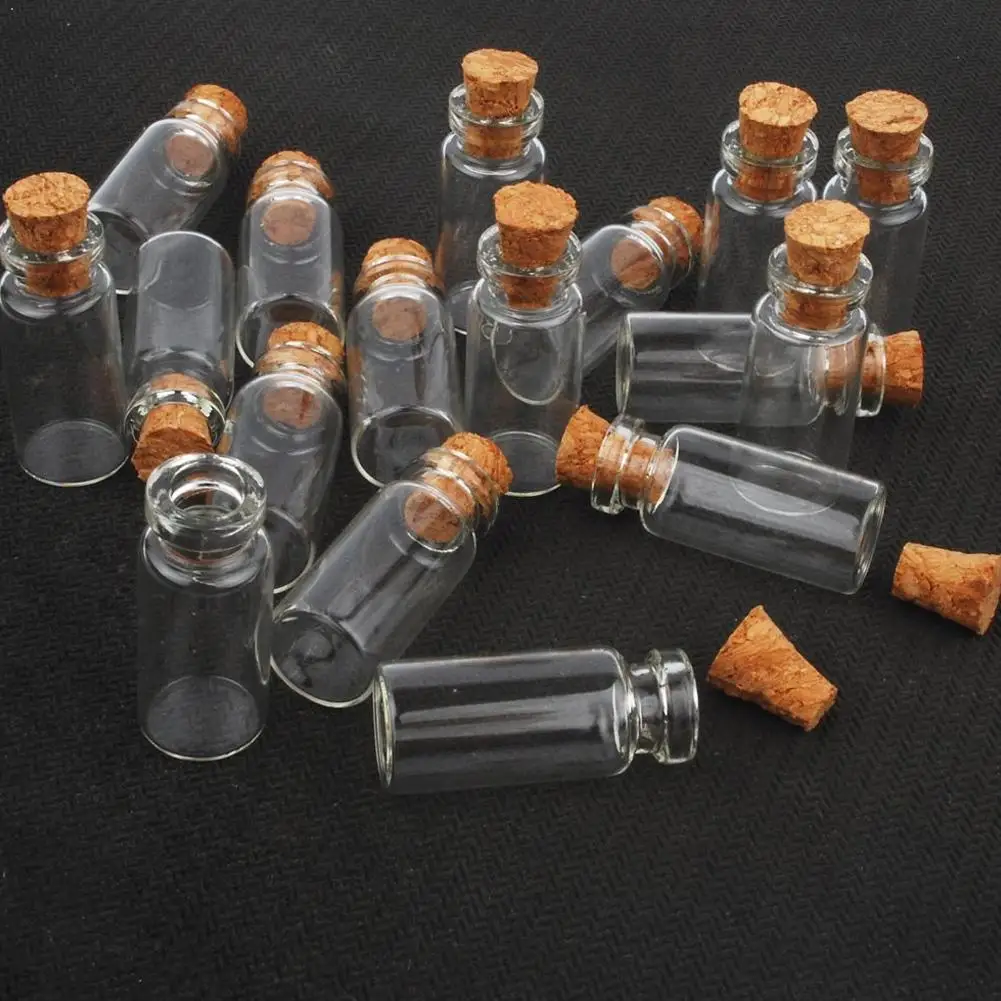 

10pcs Mini Small Glass Bottles with Clear Cork Stopper Jars Vials Message Jewelry Wedding Favor Containers 24x12mm Tiny R5U6