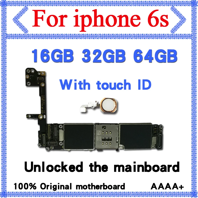100% оригинал 16 Гб/32 ГБ/64 ГБ материнская плата для iphone 6s разблокированные