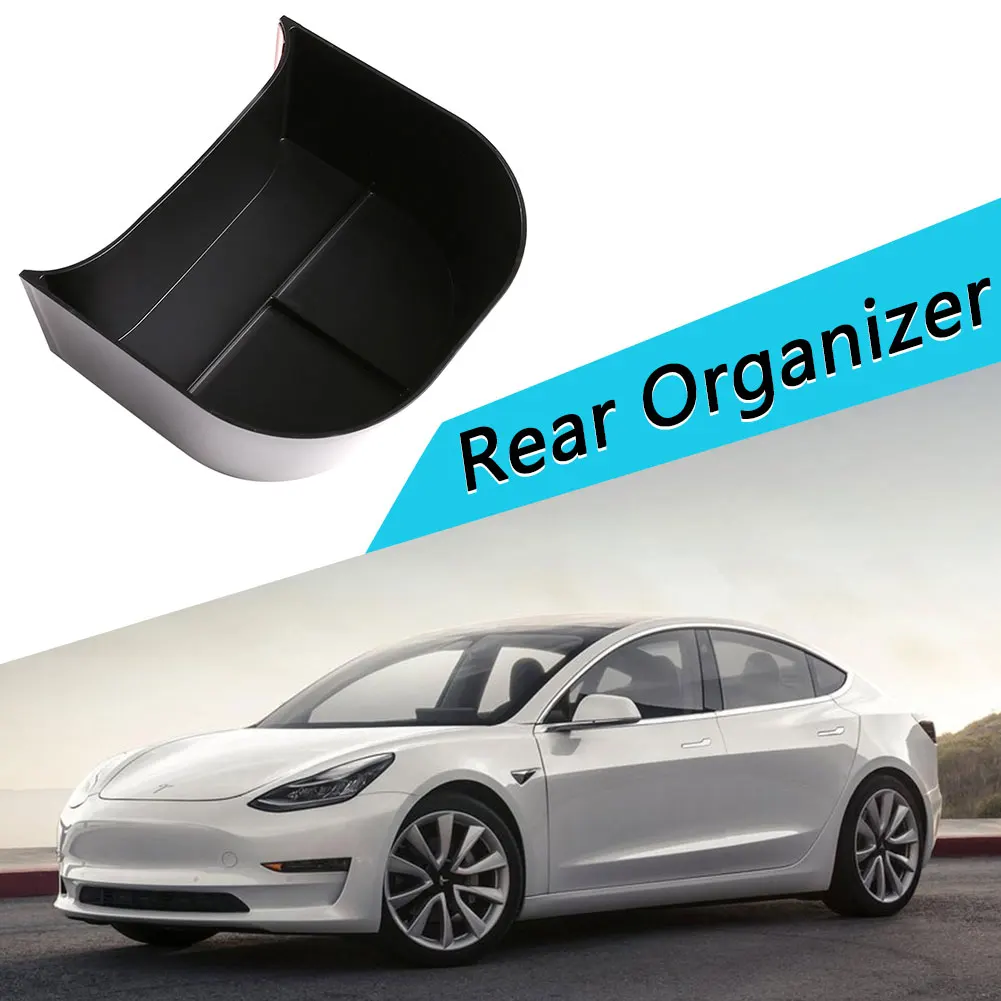 

ABS Plastic Rear Storage Box Interior Accessories ABS Black Automobile Rear Storage Box for Tesla Model 3 2019-2021