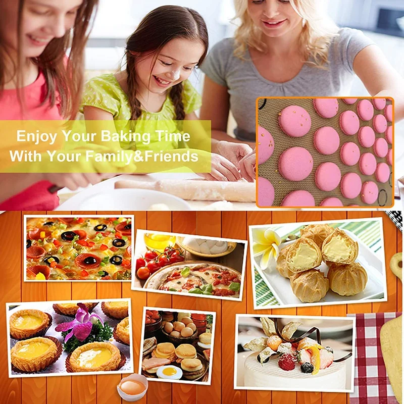 

Silicone Baking Mats for Half Baking Sheet Pans Non-Stick Macaron Baking Mats Set,Cookies/Pastry/Bun/Bread Making Mat