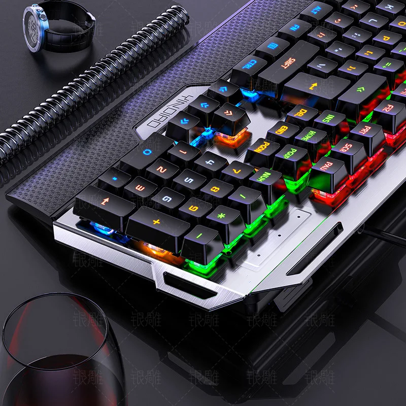 true mechanical gaming keyboard 108 keys wired keyboard usb gamer metal panel support backlight with mobile phone holder free global shipping