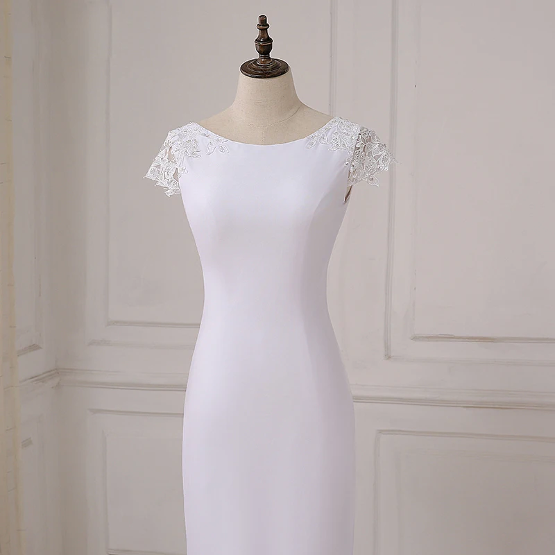 ADLN New Long White Mermaid Wedding Dresses Cheap Scoop Neck Open Back Beach Boho Gowns Court Train Robe De Mariage|robe de mariage|boho wedding