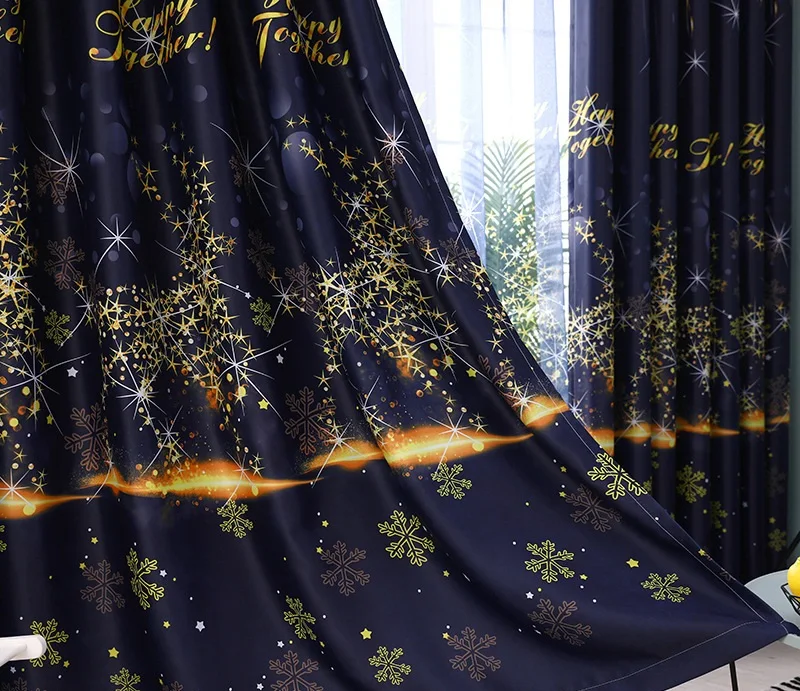 Современные Простые затемненные шторы с принтом звездного оленя для гостиной