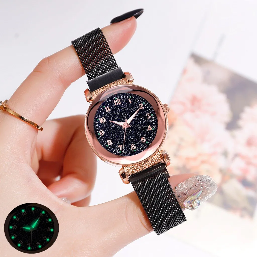 

Hot Sale Women Magnet Buckle Starry Sky Luminous Watch Luxury Ladies Stainless Steel Quartz Watch Relogio Feminino Dropshipping