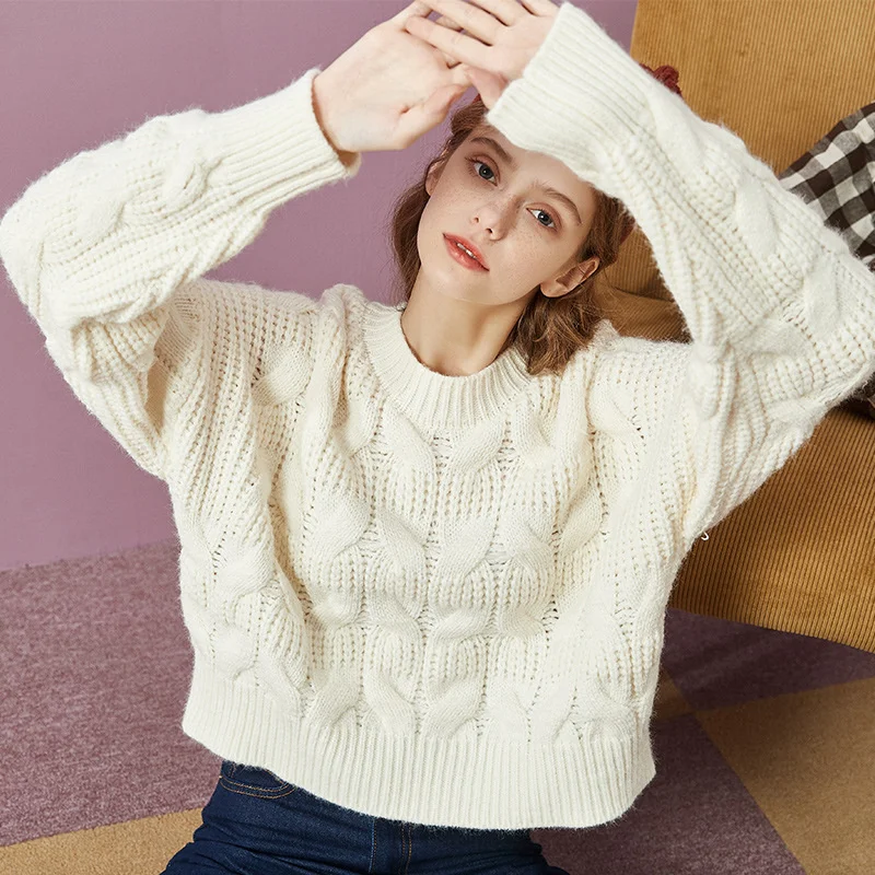 

Женский шерстяной свитер, сезон осень-зима 2021, теплые водолазки, повседневные свободные женские свитера оверсайз, вязаный пуловер, Топ для ж...