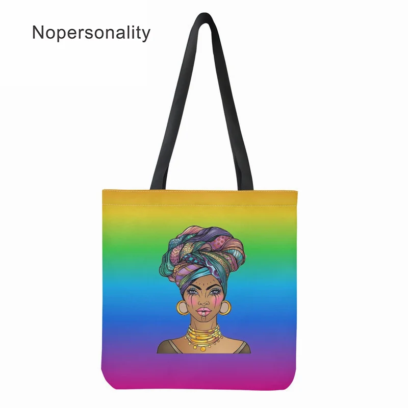 

Nopersonality африканская черная волшебная девушка, легкая сумка-тоут, женские сумки для покупок, эко-перерабатываемые женские сумки для покупок, ...