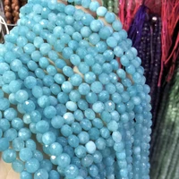 natural stone blue amazonite beaded faceted oblate shape loose spacer beads for jewelry making diy necklace bracelet accessories