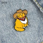 XEDZ мультяшная западная ковбойская желтая эмалированная брошь в виде кошки, модная Милая коллекция животных, значок, украшение для костюма, детский подарок