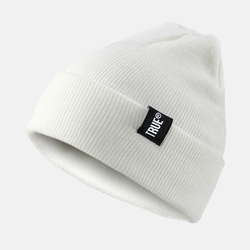 Модные вязанные шапочки Skullies, зимняя шапка с надписью True, мягкая шапка в стиле хип-хоп для мужчин и женщин, повседневные шапочки, шапка унисекс, одноцветная шапка