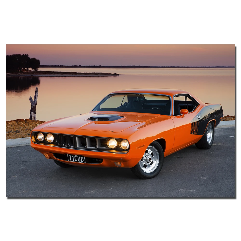 Плакат Plymouth Barracuda для мышечной машины холст ткань печать живопись настенные