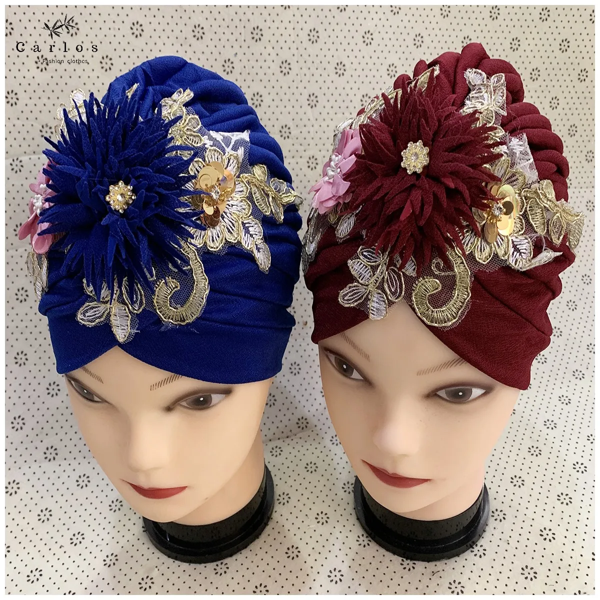 Fashion Muslim Female Turban Hat Bonnet Gold Velvet Hot Rhinestone Solid Indian Beanie Hair Bonnets Cap For Women