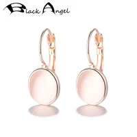 black angel 2020 new fashion pink oval opal 925 sterling silver wedding clip earrings for bride wedding jewelry party gift