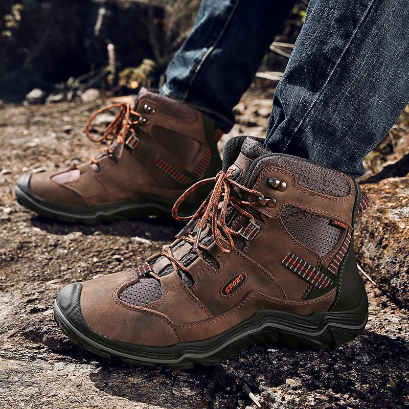 

Men Boots Mens Shoes genuine leather Casual Botas De Hombre High Top Shoes Men High Quality Martin Boots Men outdoor ankle Boots