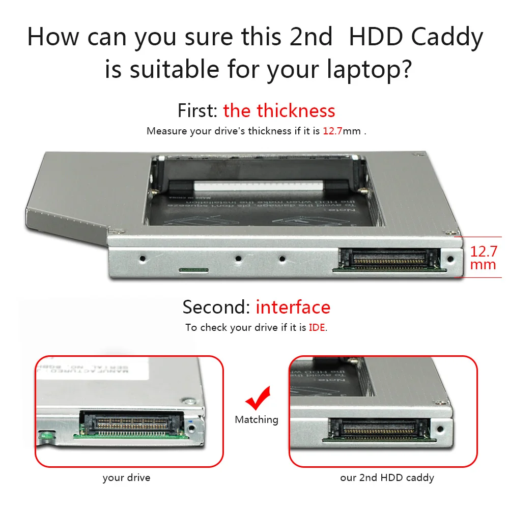 Sunvalley 12 7 мм Универсальный Алюминий сплав 2nd HDD Caddy IDE/SATA 2 5 &quotжесткий диск SSD чехол