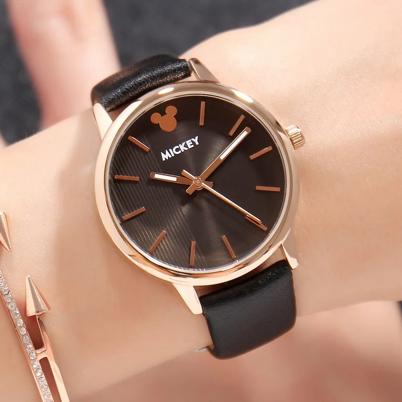 Женские часы Disney брендовые Детские с кожаным ремешком модные милые наручные для