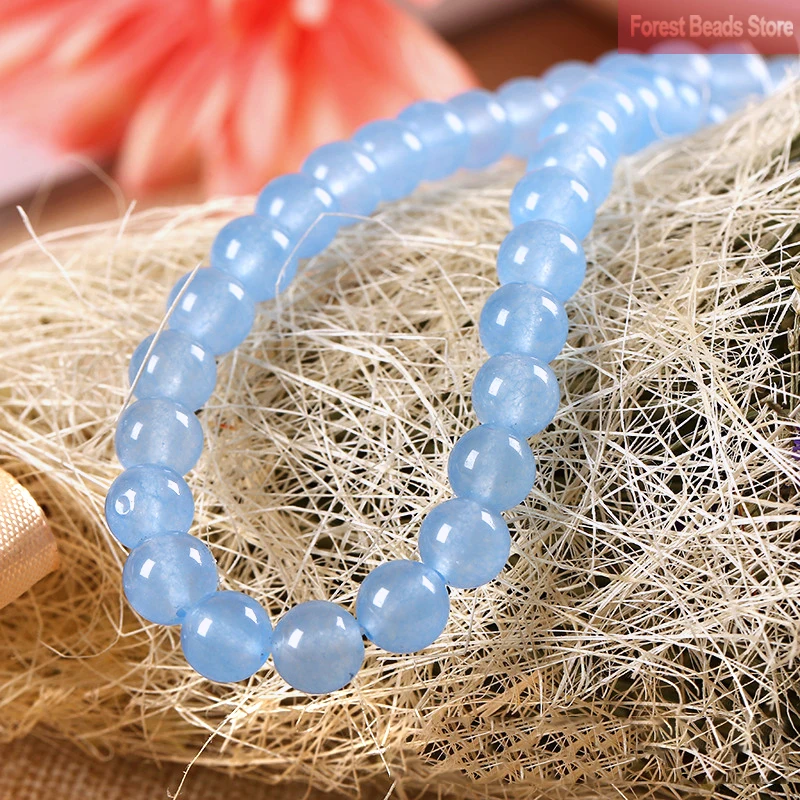 Гладкий светильник голубой халцедон Jades круглые бусины из натурального камня для