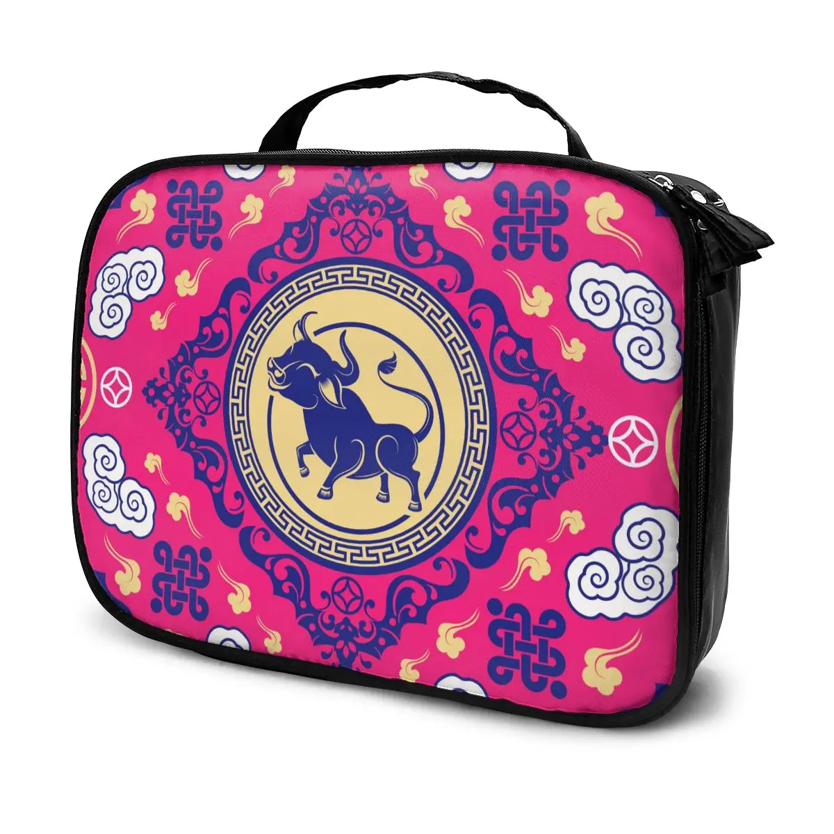 

Female Makeup Bag Organizer Asian Zodiac Ox Sign Nail Make Up Storage Case Travel Tool Cosmetic Bag Beauty Makeup Case