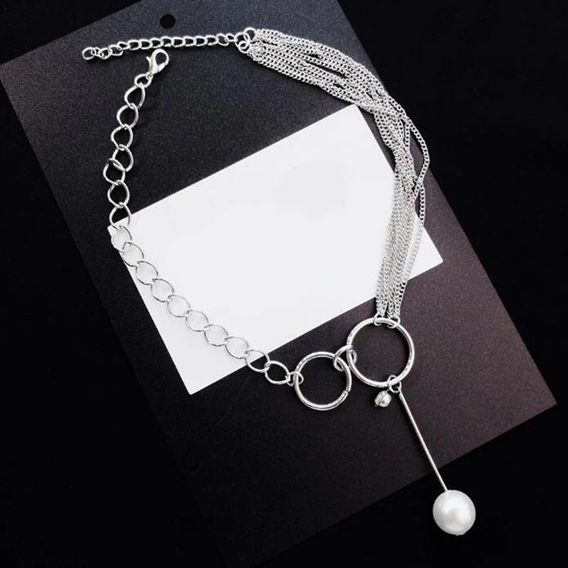 1 шт. женские ожерелья ретро двойной круг с жемчужным кулоном Ожерелье из циркона