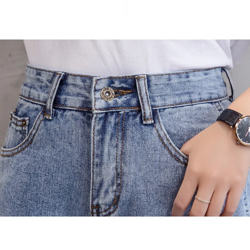 Women Autumn High Waist Korean Fashion Wide Leg Jeans For Ankle-length Loose Vintage Boyfriend Female Casual | Женская одежда