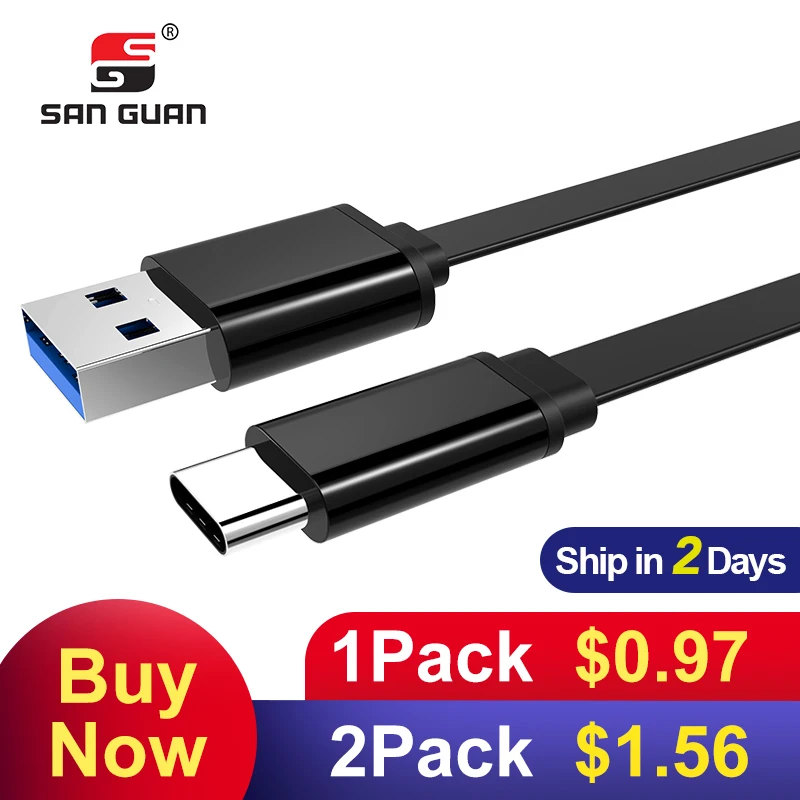 USB C плоский кабель портативный 3A быстрая зарядка 3. 0 Gen1 Type для быстрой зарядки и