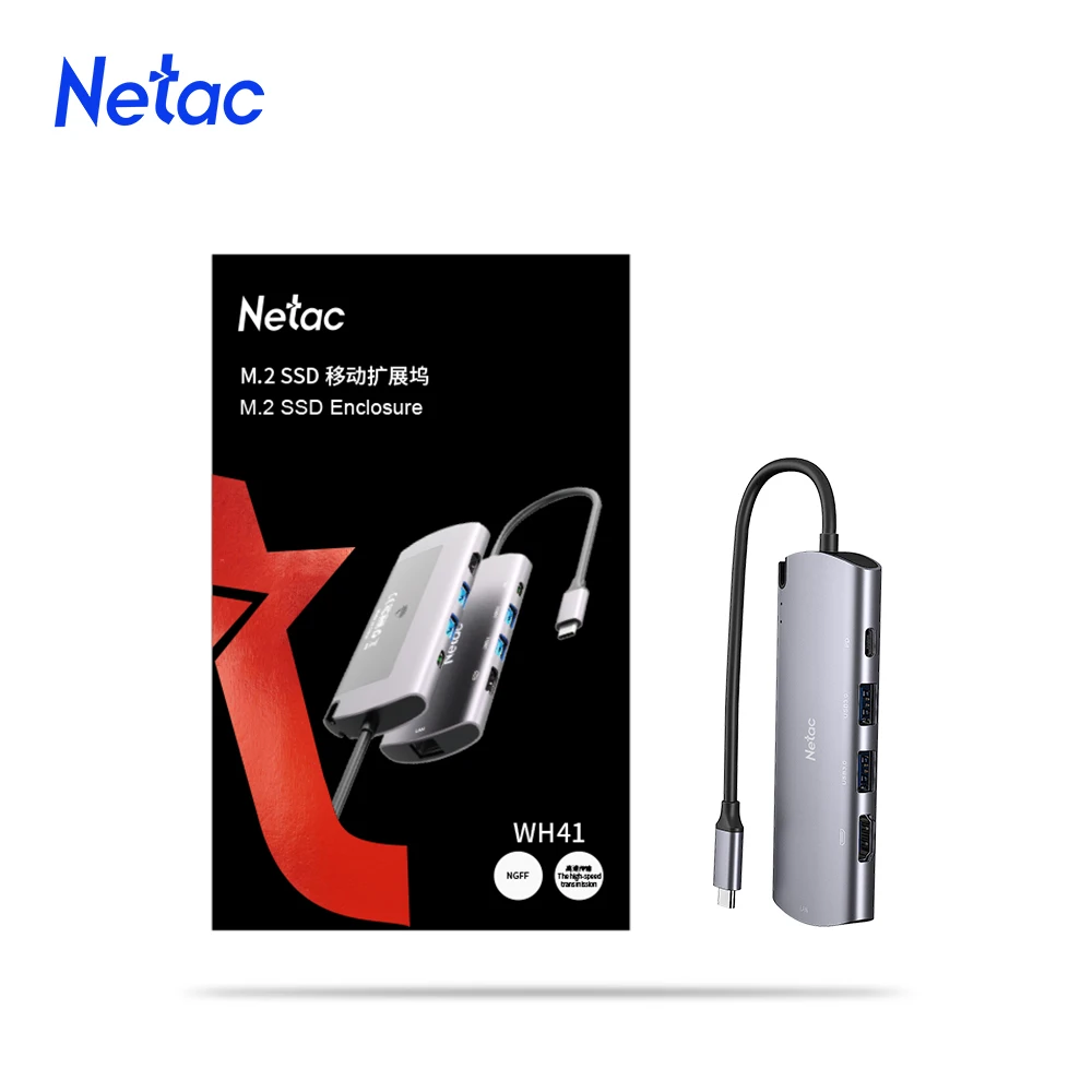 Чехол Netac USB C Hub Type 3 1 M2 SSD 6 в HUB 4K HDMI RJ45 PD 0 M.2 B-Key для настольного ноутбука MacBook Pro Air