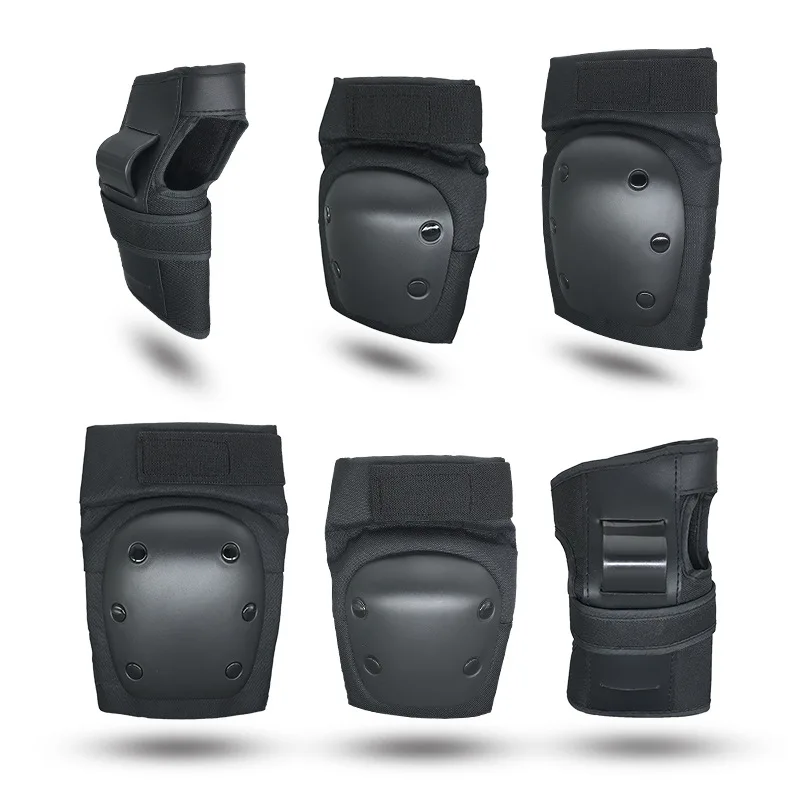 

6pcs /Kit Black Skateboard Ice Roller Skating Protective Gear Elbow Pads Wrist Guard Cycling Riding Knee Protector Kids
