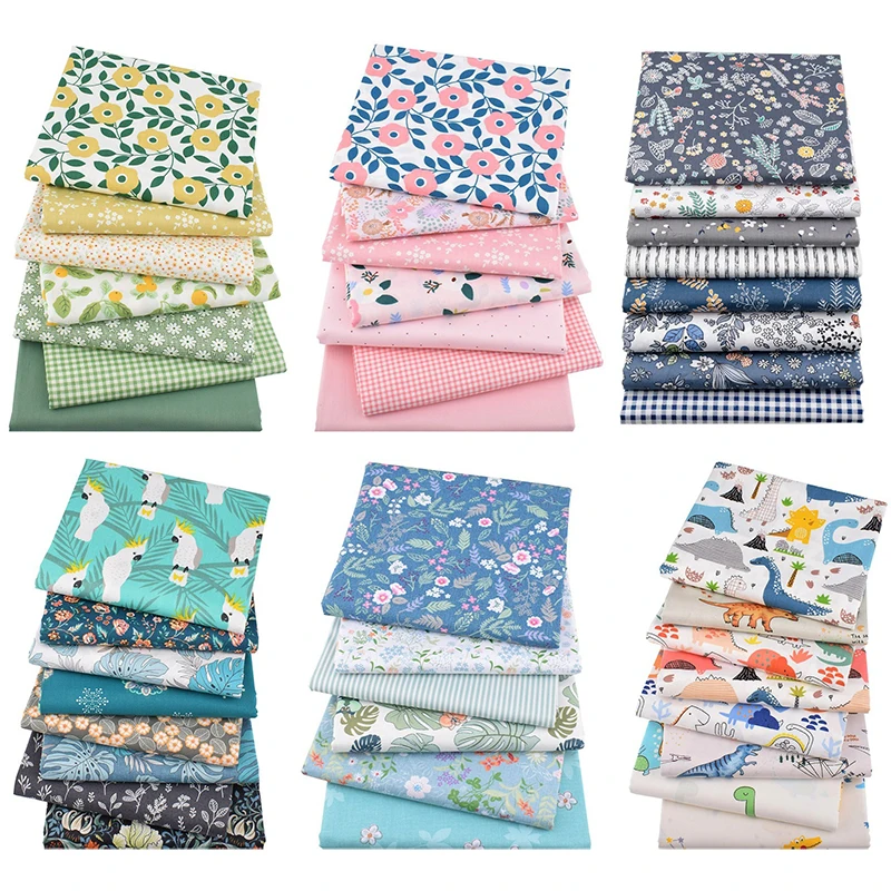 

6/7/8 PCs 25*25cm Cotton Fabric Printed Cloth Sewing Quilting Fabrics For Patchwork Needlework DIY Handmade Accessories