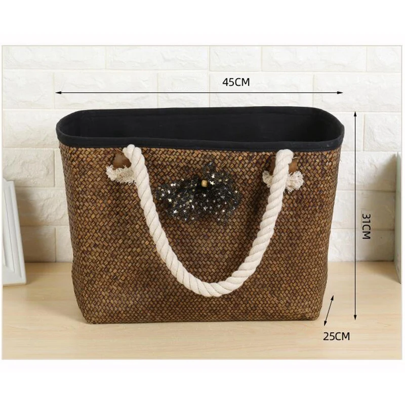 

Women's Straw Woven Handbag Hand-Woven Beach Shoulder Bag Handbag