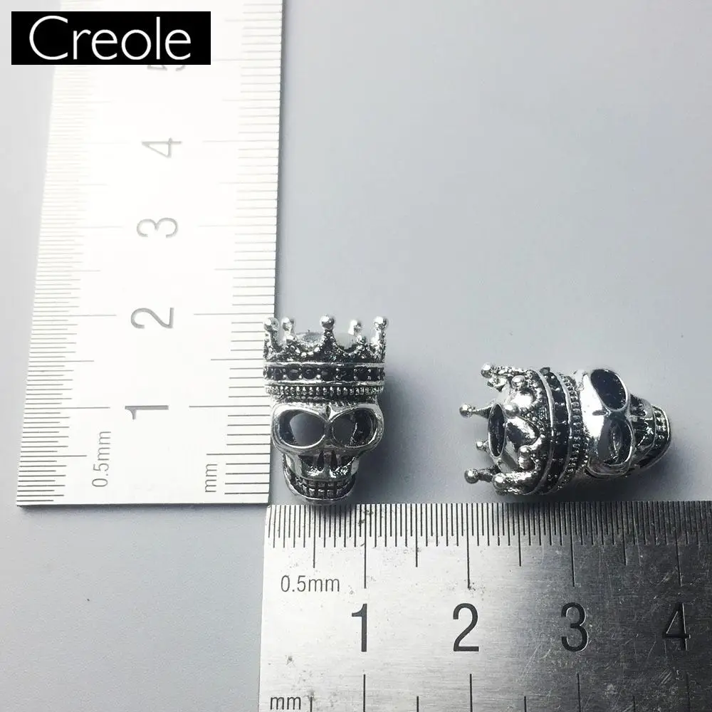 Браслет с бусинами в виде короля черепа модные Неоготические браслеты из