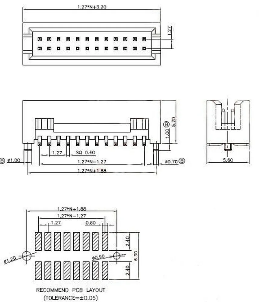 5 шт. 1 27 мм Шаг BTB 40 60 80 Pin SMT SMD плата для платы Штекерный разъем PCB Двухрядное