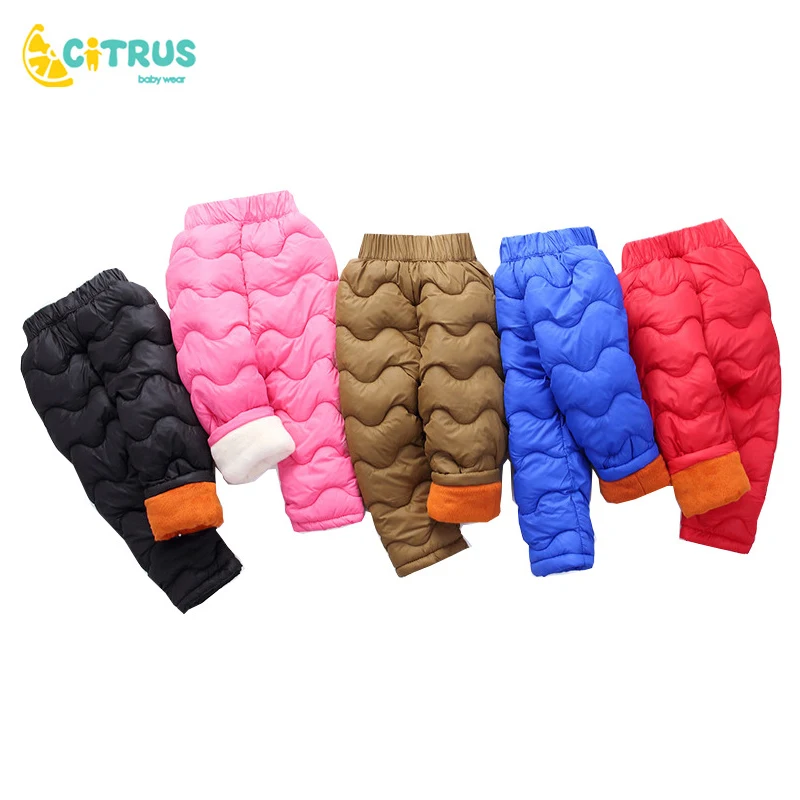 Цитрусовые Детские хлопковые брюки Зимние Пуховые антистатическая ткань