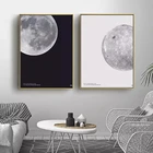Плакат на стену в скандинавском стиле с изображением Луны планеты, Настенная картина черно-белого цвета, современное домашнее украшение для гостиной, спальни